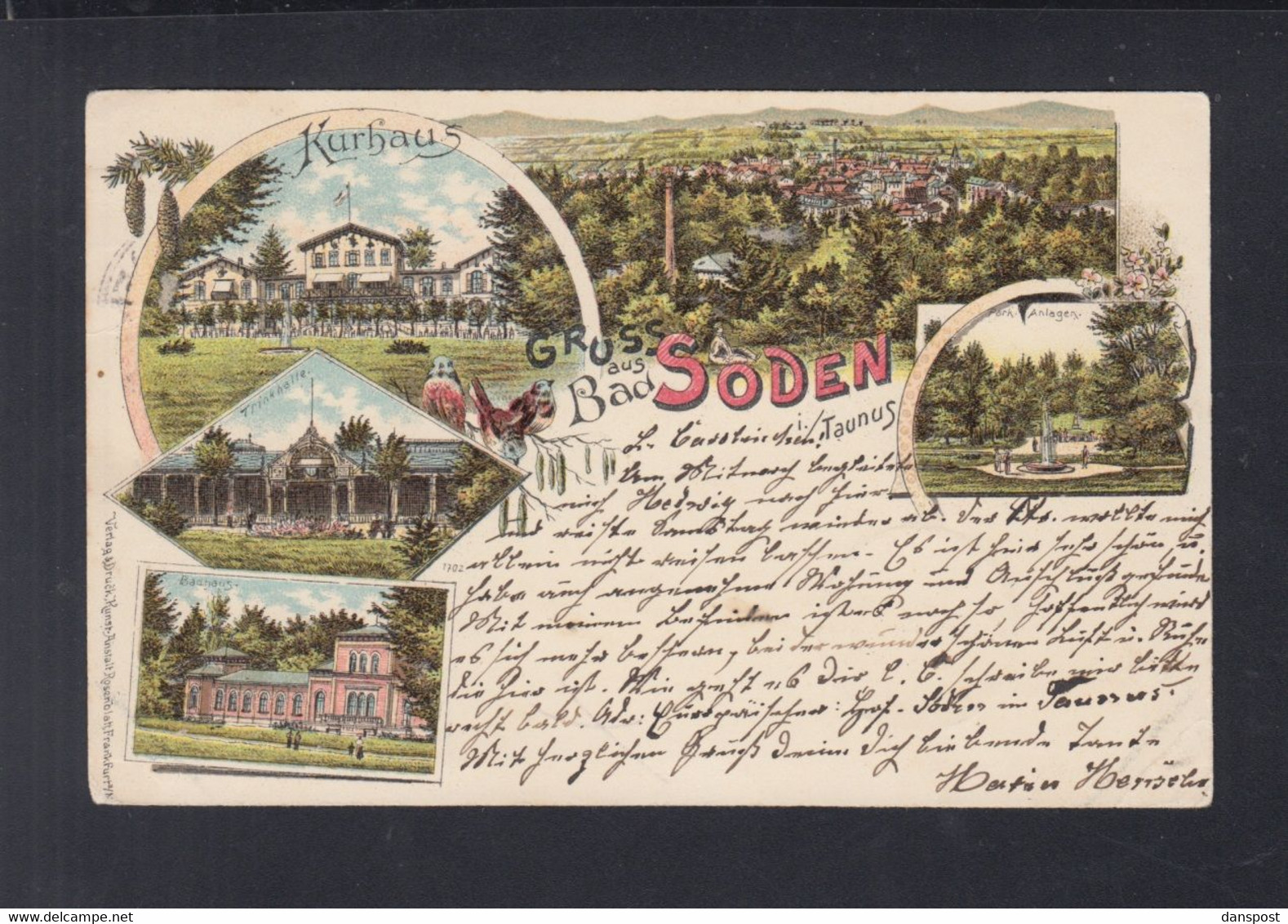 Lithographie Bad Soden 1900