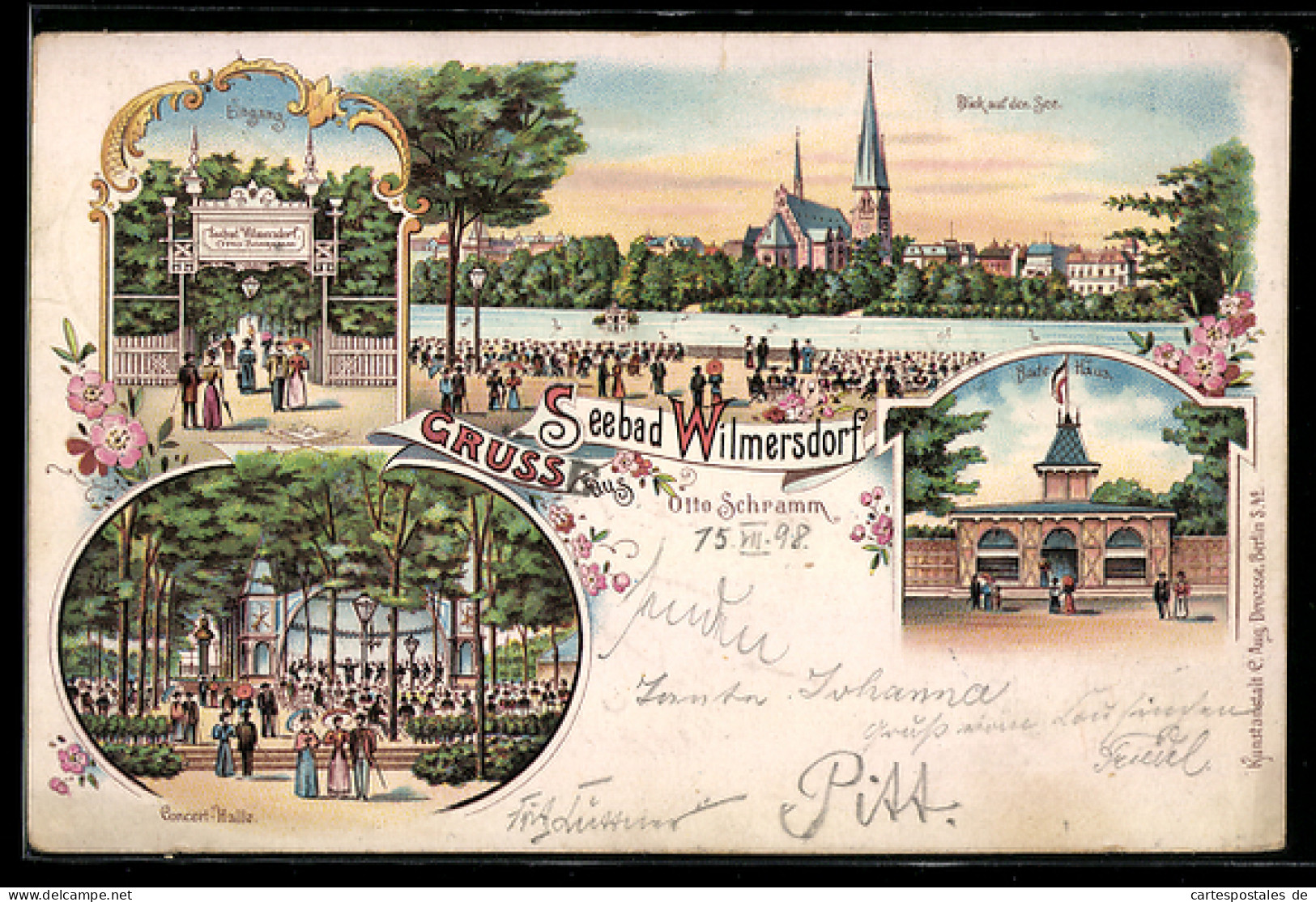 Lithographie Berlin-Wilmersdorf, Seebad Wilmersdorf Otto Schramm, Concerthalle