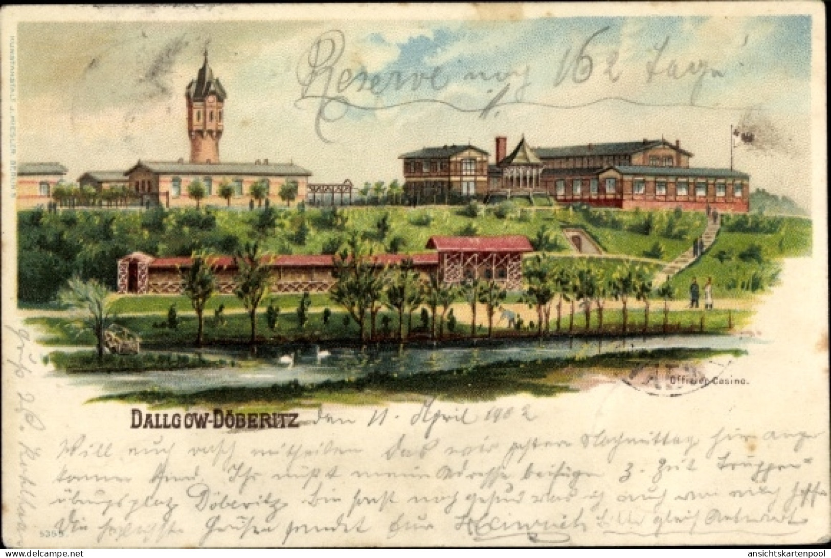 Lithographie Dallgow Döberitz im Havelland, Offiziercasino