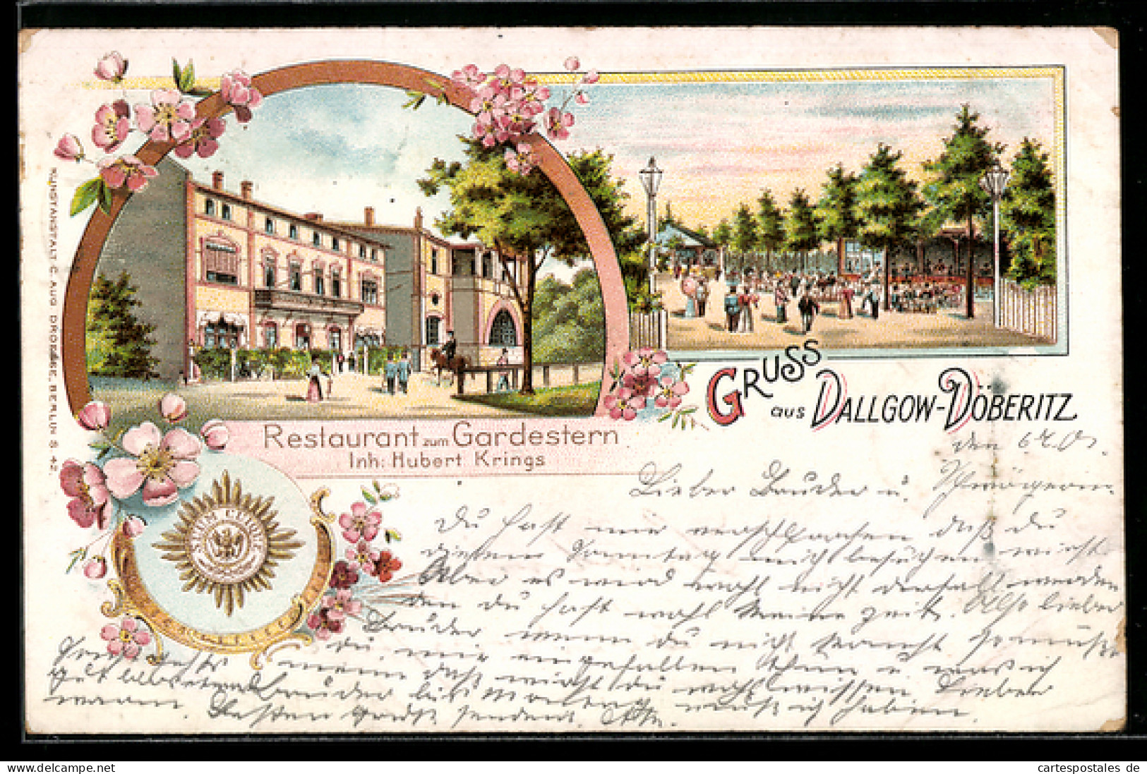 Lithographie Dallgow-Döberitz, Restaurant zum Gardestern, Garten