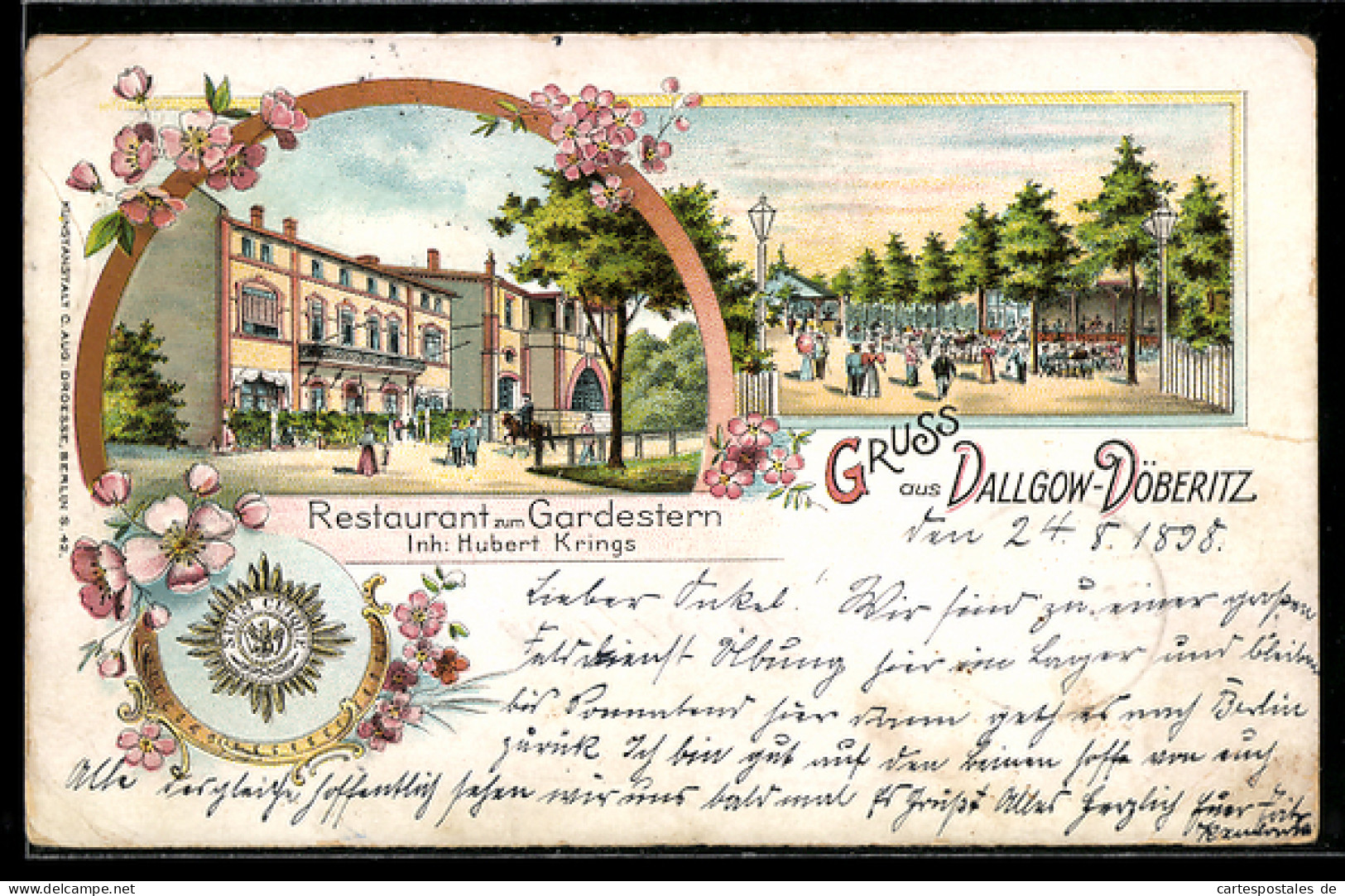 Lithographie Dallgow-Döberitz, Restaurant zum Gardestern, Gartenlokal