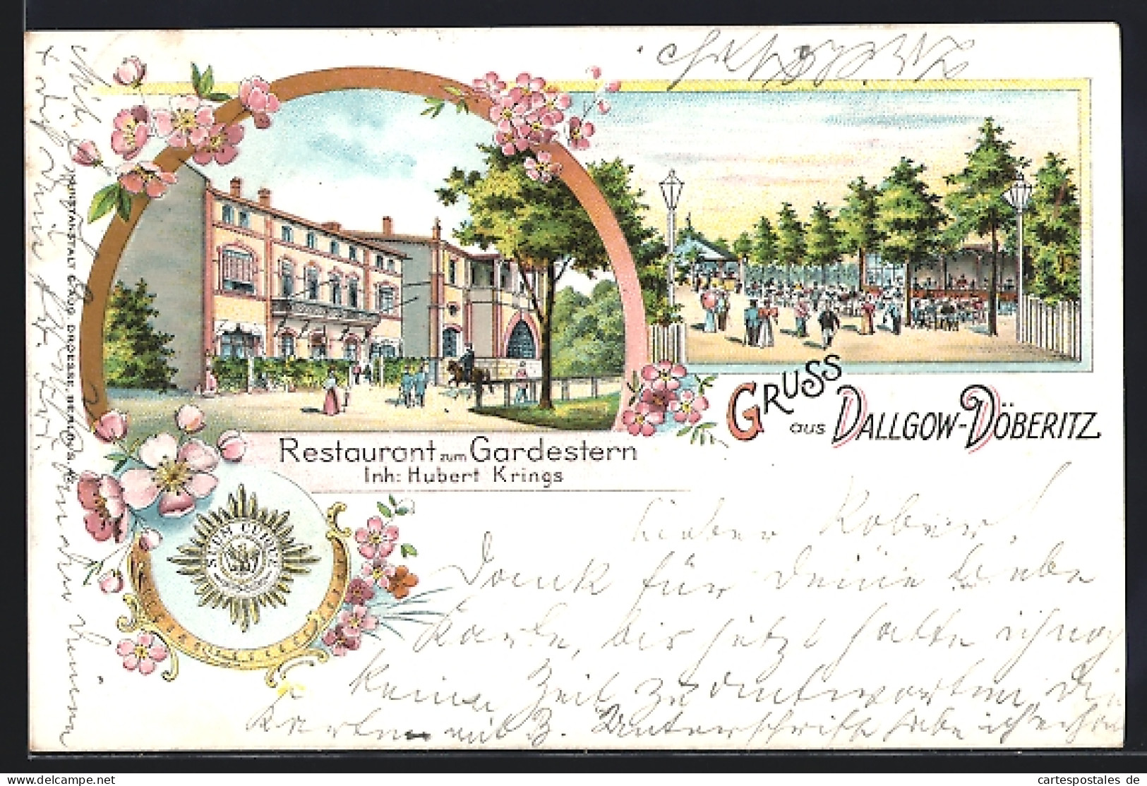 Lithographie Dallgow-Döberitz, Restaurant zum Gardestern v. Hubert Krings