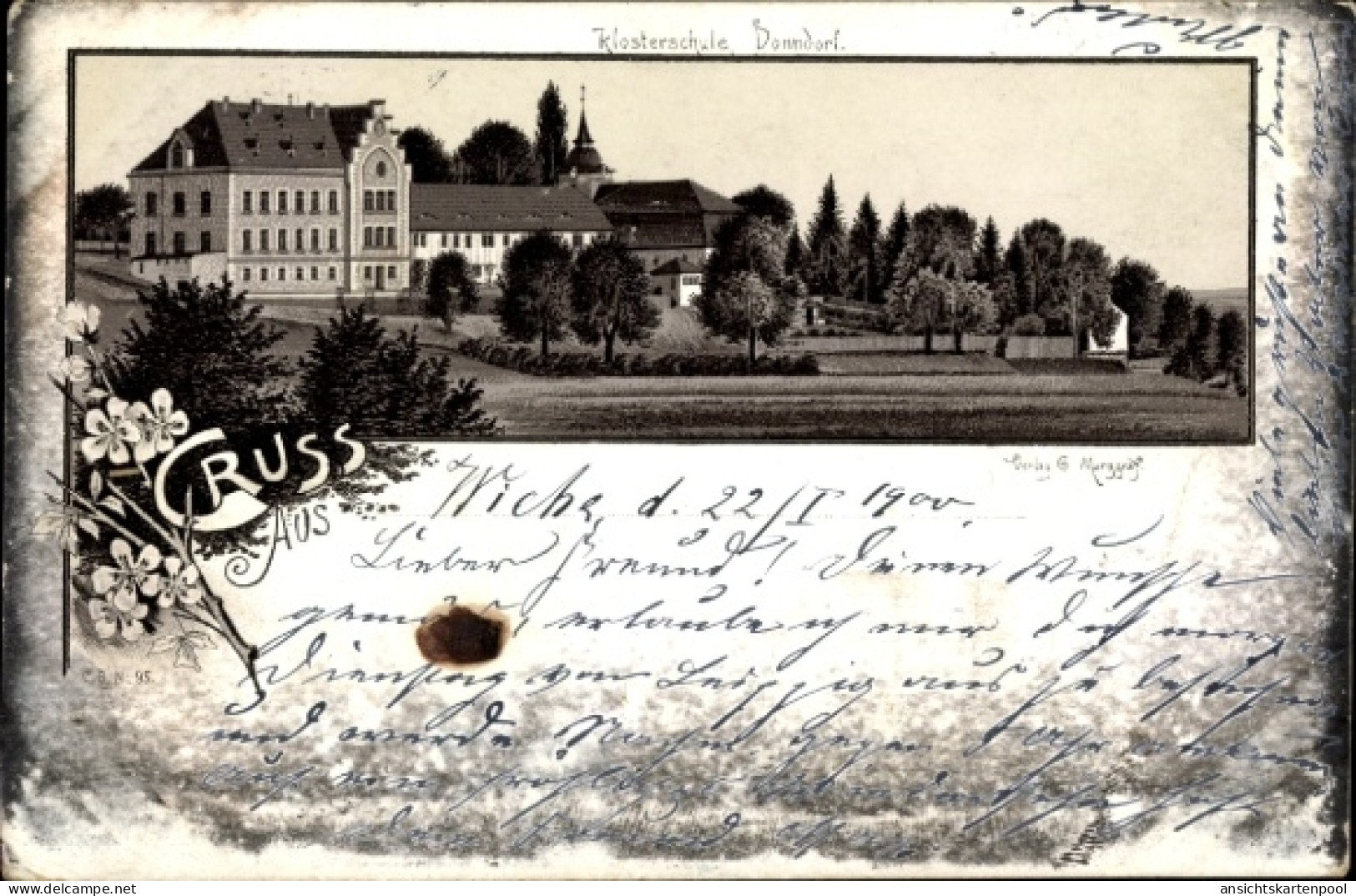 Lithographie Donndorf Roßleben Wiehe, Klosterschule