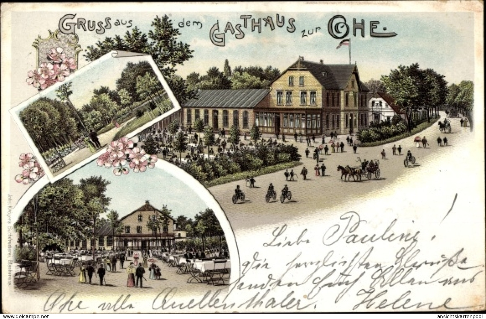 Lithographie Garstedt Norderstedt in Schleswig Holstein, Gasthaus zur Ohe