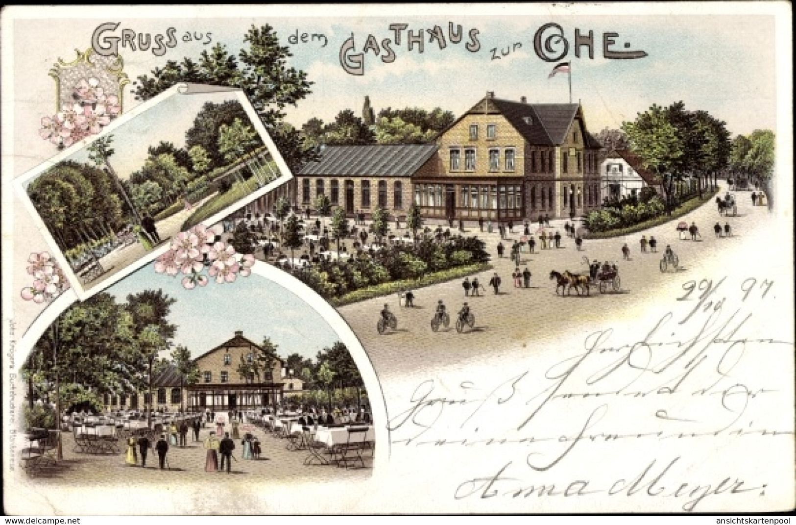 Lithographie Garstedt Norderstedt in Schleswig Holstein, Gasthaus zur Ohe