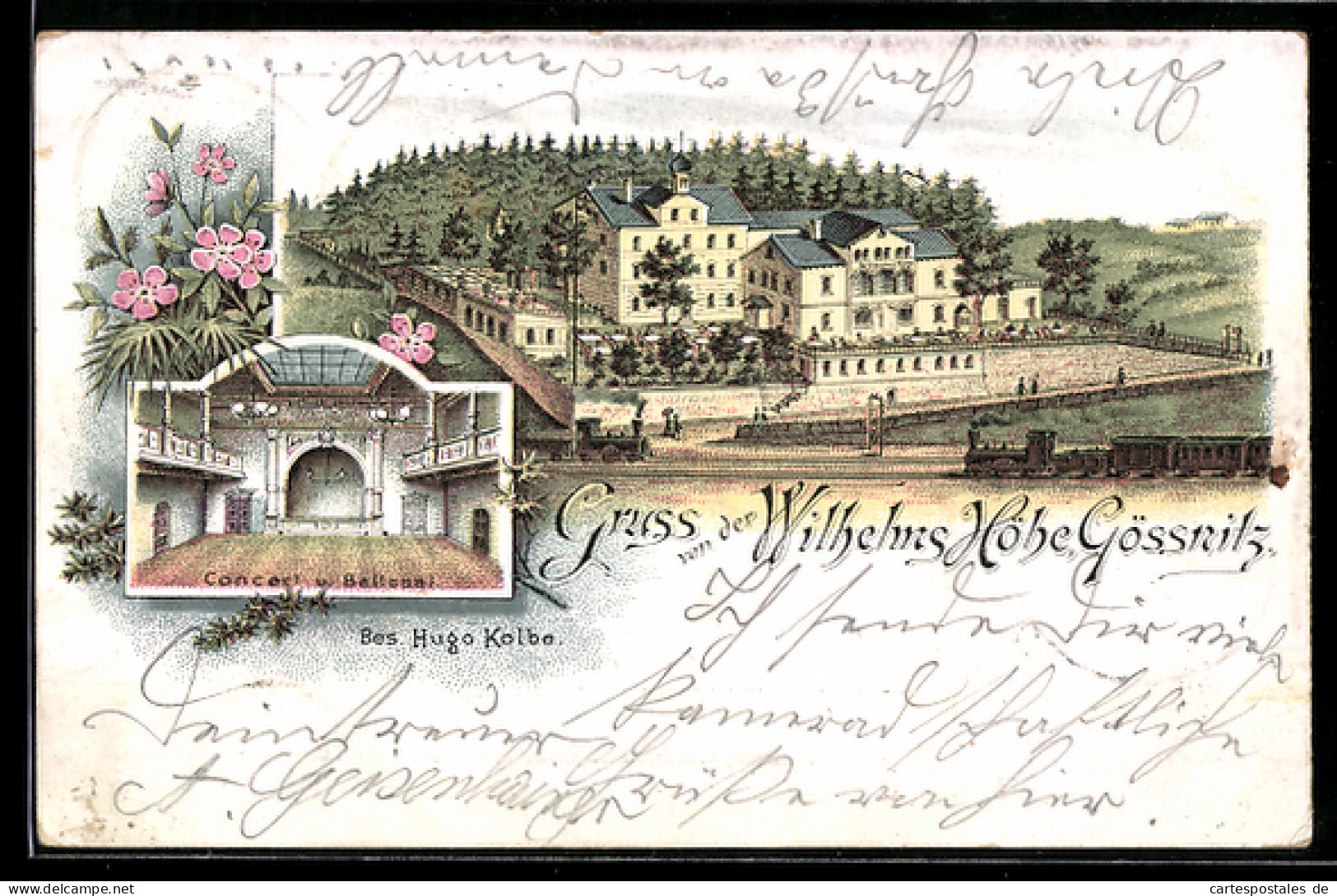 Lithographie Gössnitz, Gasthaus auf der Wilhelms Höhe