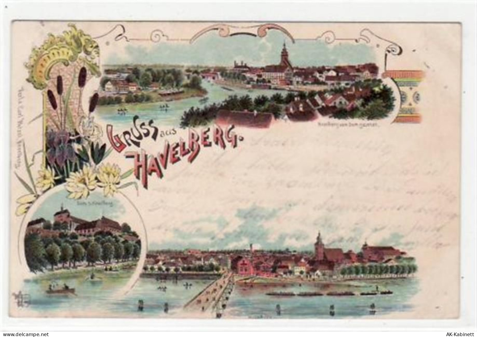 Lithographie Gruss aus Havelberg. Havelberg vom Dom aus gesehen, Havelbe... - 39008041