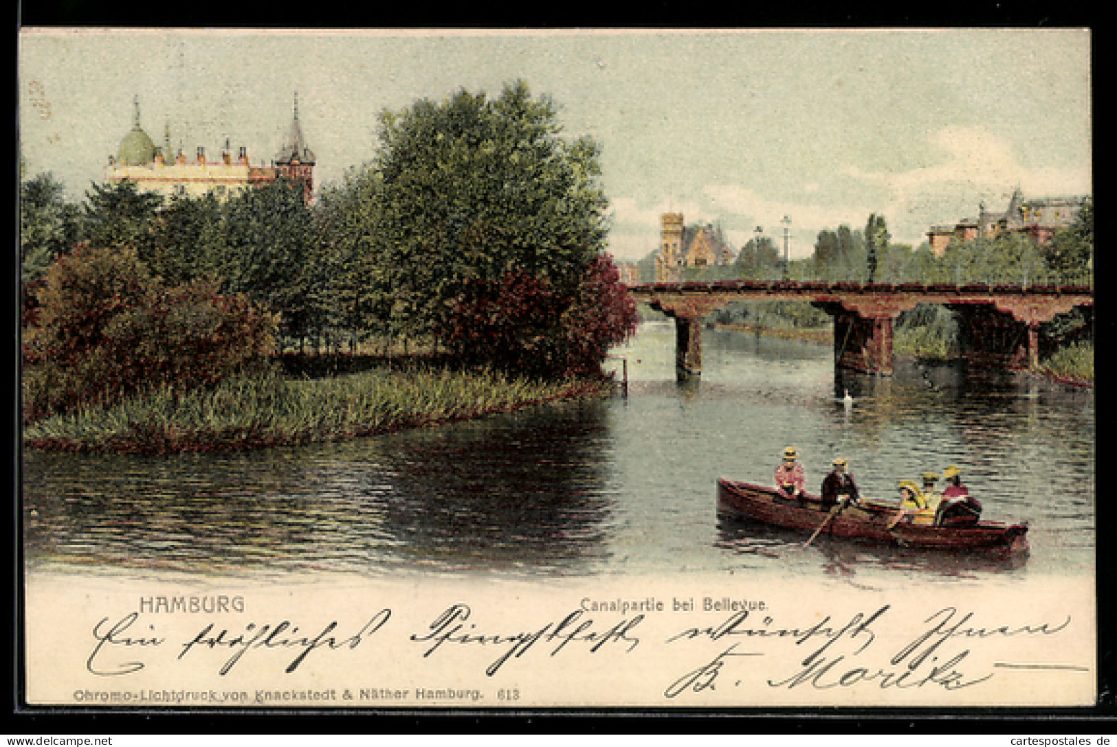 Lithographie Hamburg-Winterhude, Canalpartie bei Bellevue