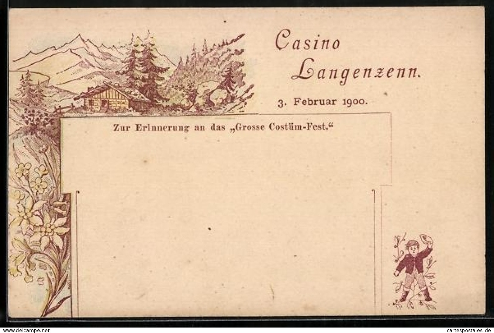 Lithographie Langenzenn, Grosses Kostüm-Fest 1900, Casino Langenzenn