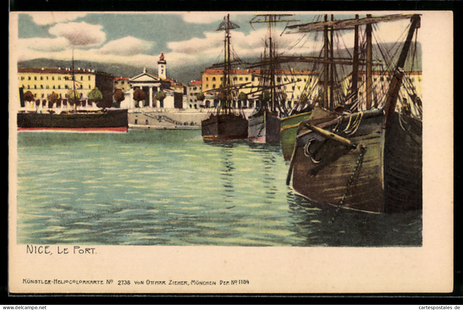 Lithographie Nice, Le Port