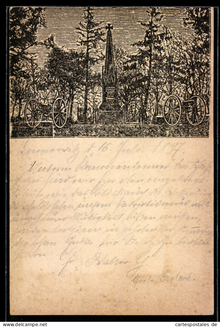 Lithographie Niedergörsdorf, Dennewitz-Denkmal