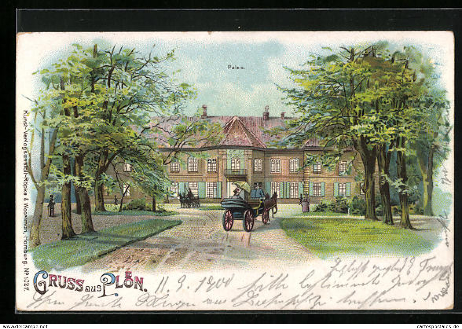 Lithographie Plön, Partie am Palais