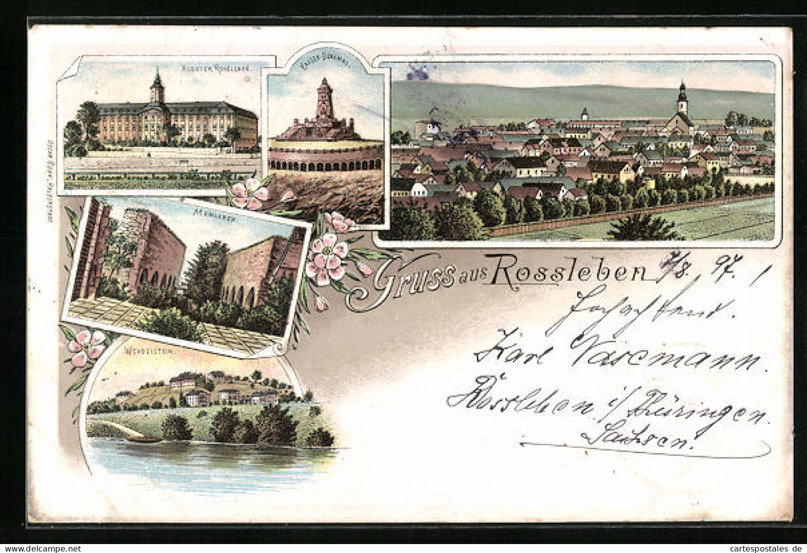 Lithographie Rossleben, Kloster Rossleben, Wendelstein, Memleben