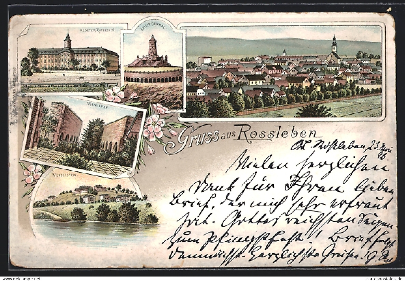Lithographie Rossleben, Kloster, Wendelstein, Memleben, Ortsansicht