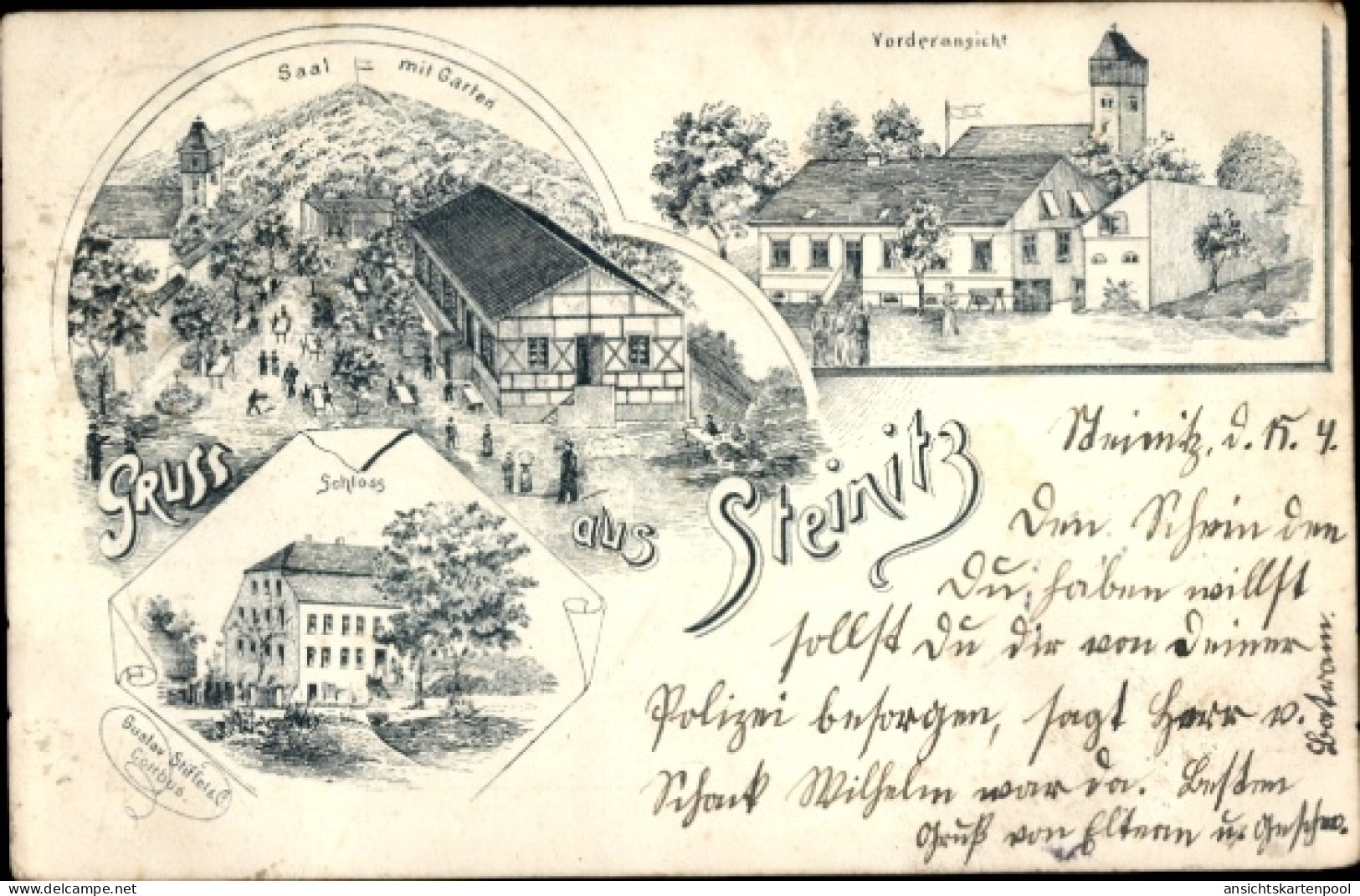 Lithographie Steinitz Šćeńc Domsdorf Drebkau in der Niederlausitz, Schloss, Saal