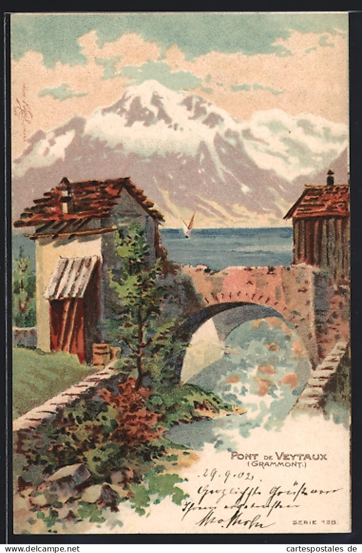 Lithographie Veytaux, Pont de Veytaux