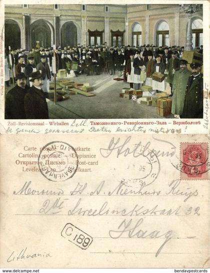 lithuania russia, WIRBALLEN VIRBALIS, Customs Revision Hall (1905) Postcard