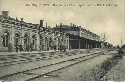 lithuania, VIRBALIS WIRBALLEN, Railway Station (1916) Feldpost Postcard
