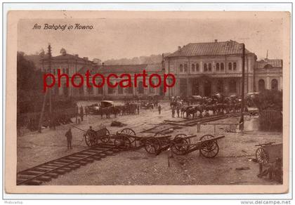 KAUNAS-KOWNO-BAHNHOF-Ansi chtskarte1 Weltkrieg LITAUEN-gelaufen-Militari a-