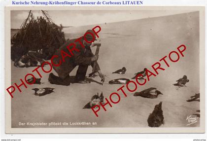 KRÄHENBEIßER-KRAJNBIETER-Chasseur de CORBEAUX-Kurische Nehrung-CARTE PHOTO Allemande-LITAUEN