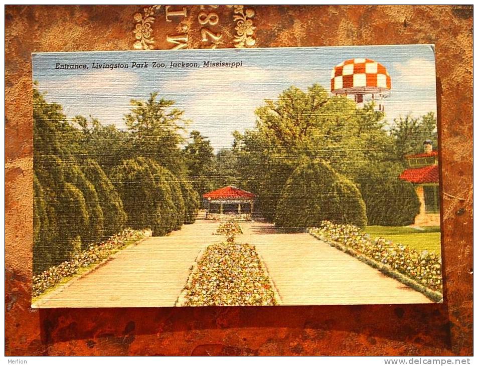 Livingston park Zoo Entrance, Jackson Mississippi   cca 1920's  VF+  D10053