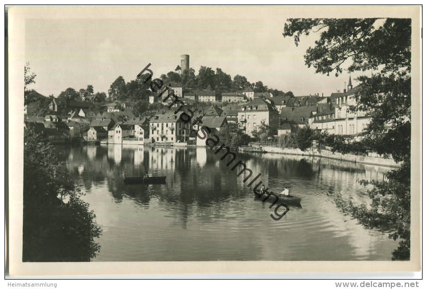 Lobenstein von der Inselbrücke - Foto-Ansichtskarte Handabzug - Verlag Photo-König Lobenstein