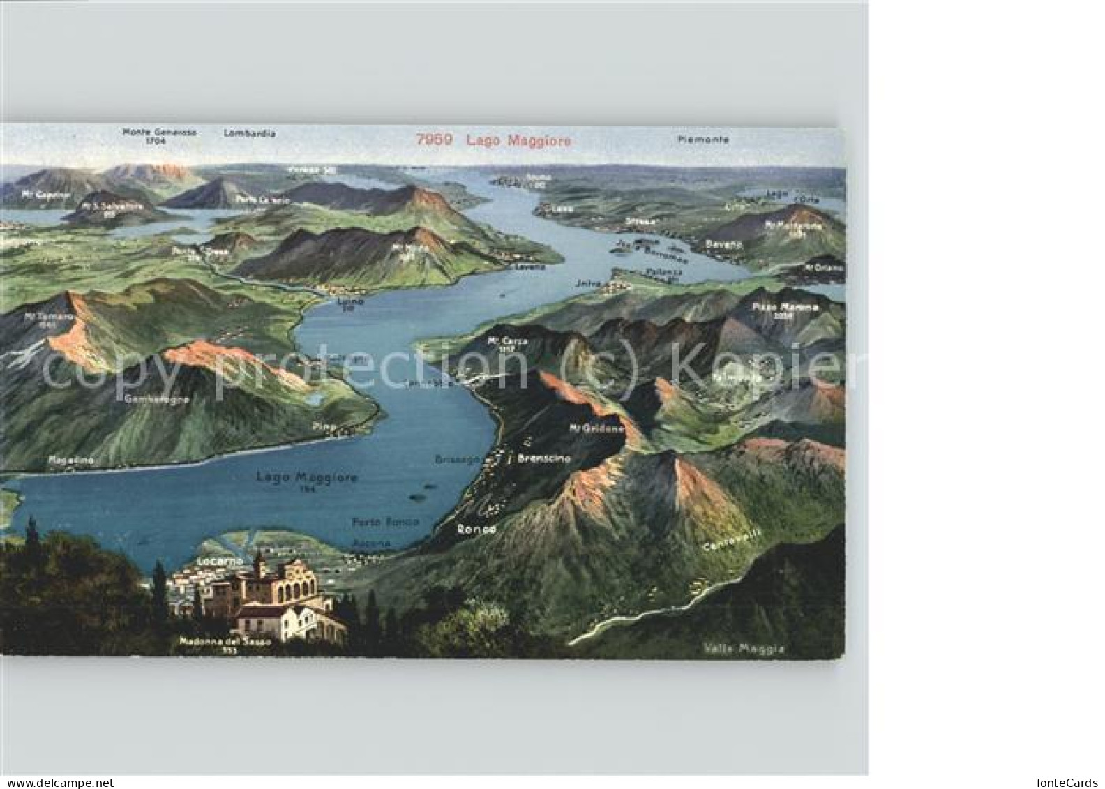 Locarno TI Gebietskarte Tessin Lago Maggiore Madonna del Sasso Wallfahrtskirche