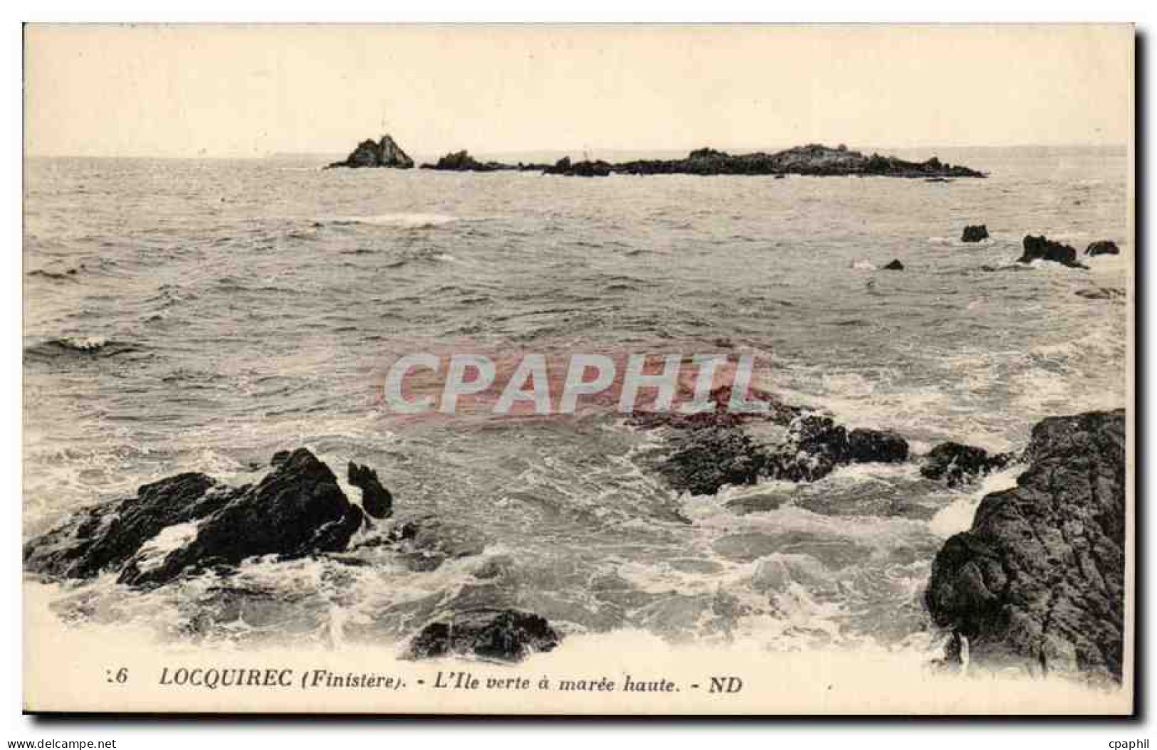 Locquirec CPA l'ile verte a maree haute