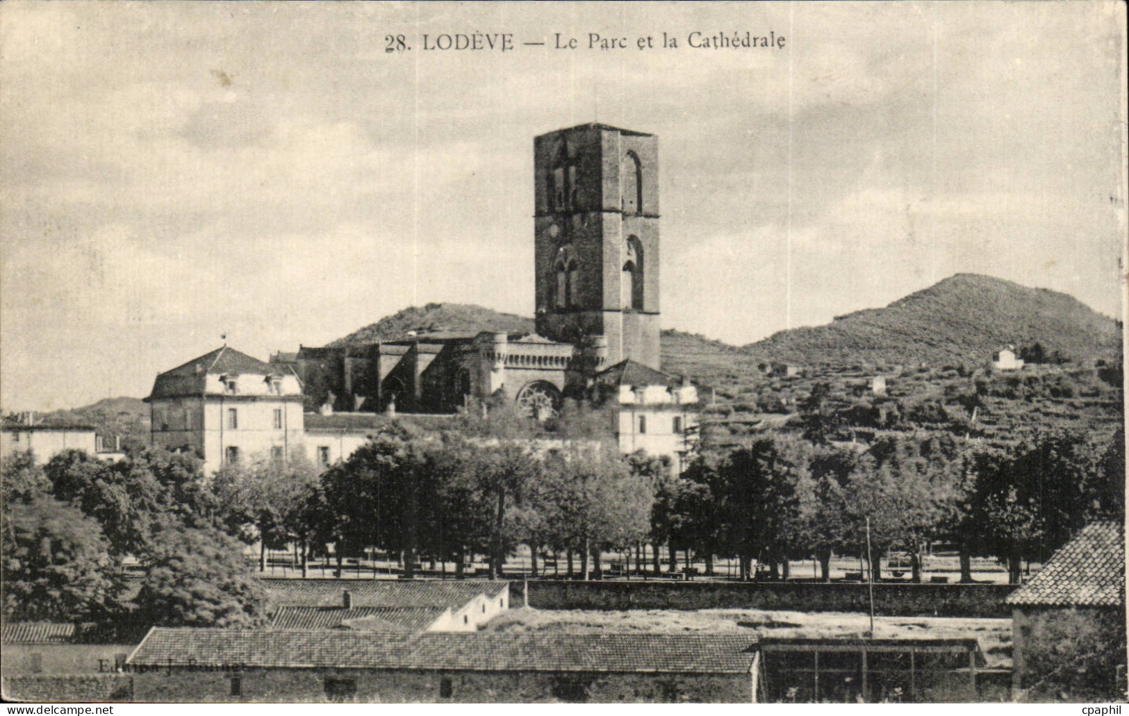 Lodeve - Le Parc et la Cathedrale - CPA