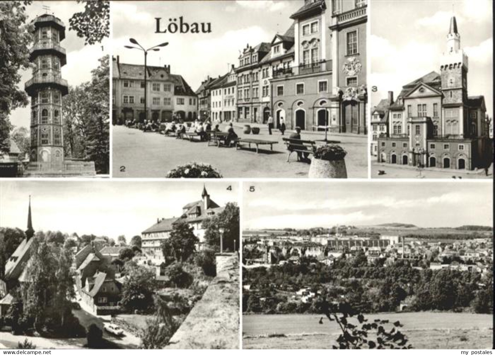 Loebau Sachsen Loebau Aussichtsturm Platz der Befreiung Rathaus