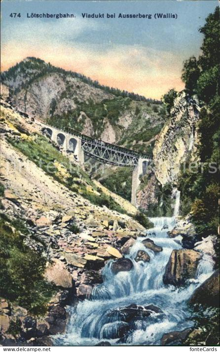 Loetschbergbahn Viadukt bei Ausserberg Gebirgsbach