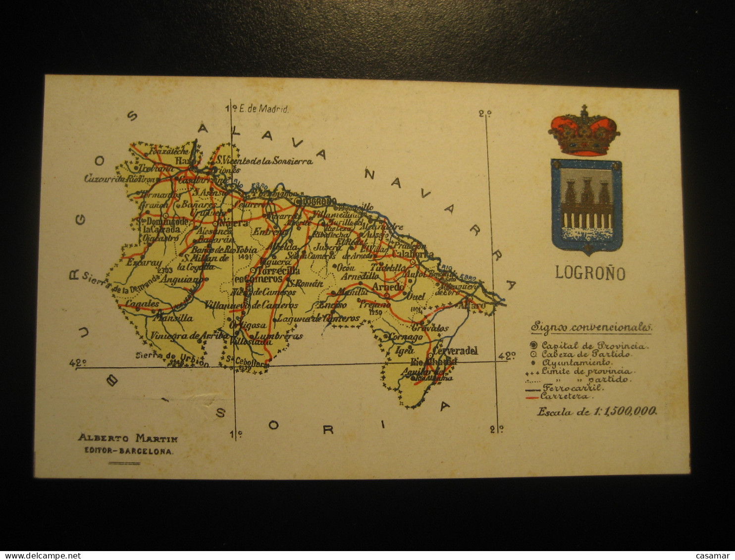 LOGROÑO La Rioja postcard SPAIN map geography atlas Alberto Martin Editor