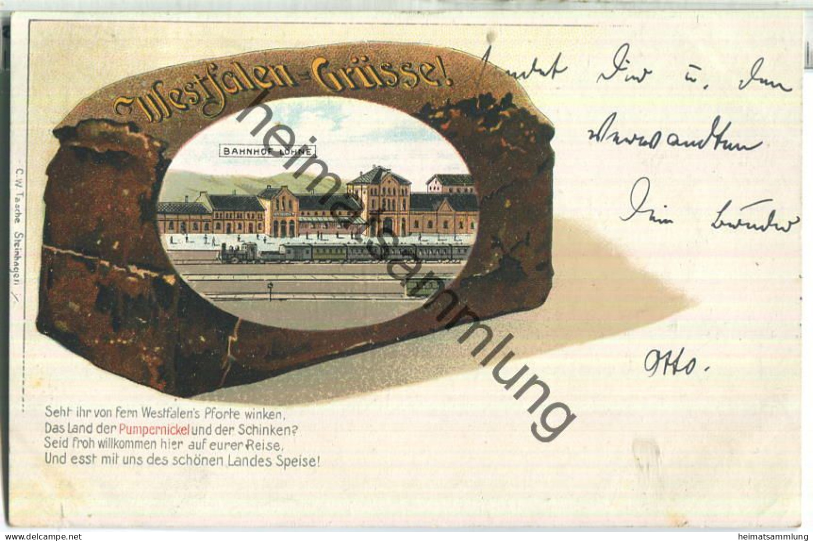 Löhne - Bahnhof - Verlag C. W. Tasche Steinhagen - gel. 1901
