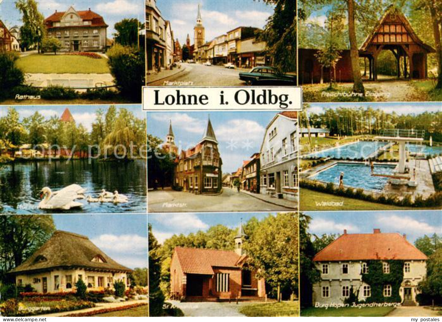 Lohne Oldenburg Rathaus Marktplatz Freilichtbuehne Waldbad Muententeich Burggart