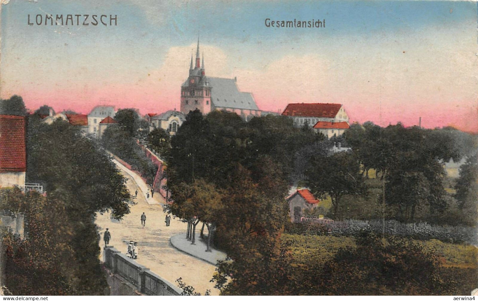 Lommatzsch Gesamtansicht Postkarte AK