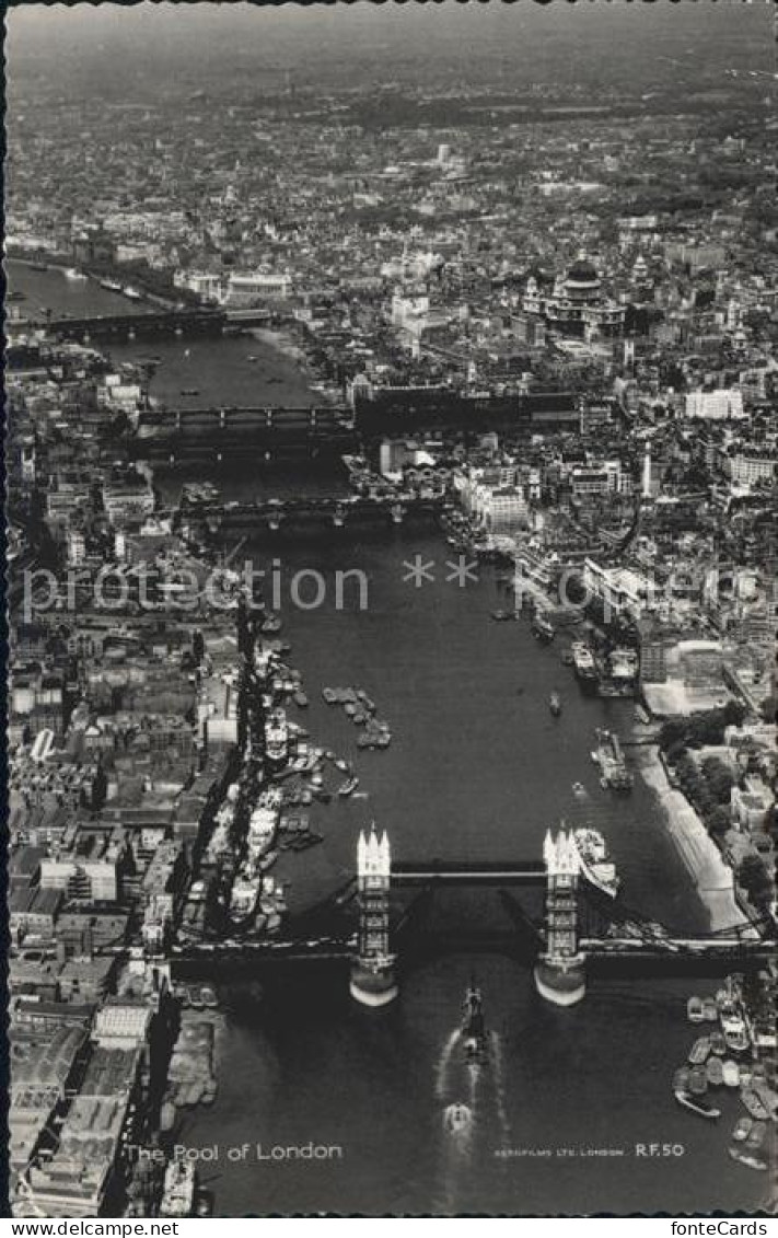 London The Pool of Londen Tower Bridge Thames aerial view