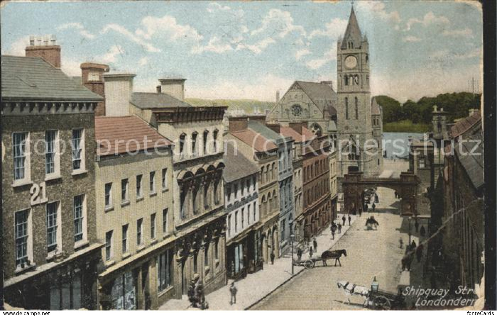 Londonderry Derry Shipquay Street Pferdewagen