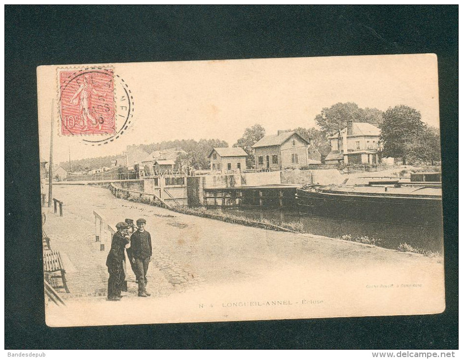 Longueil Annel (60) - Ecluse  ( animée batellerie peniche cliché Benoit )