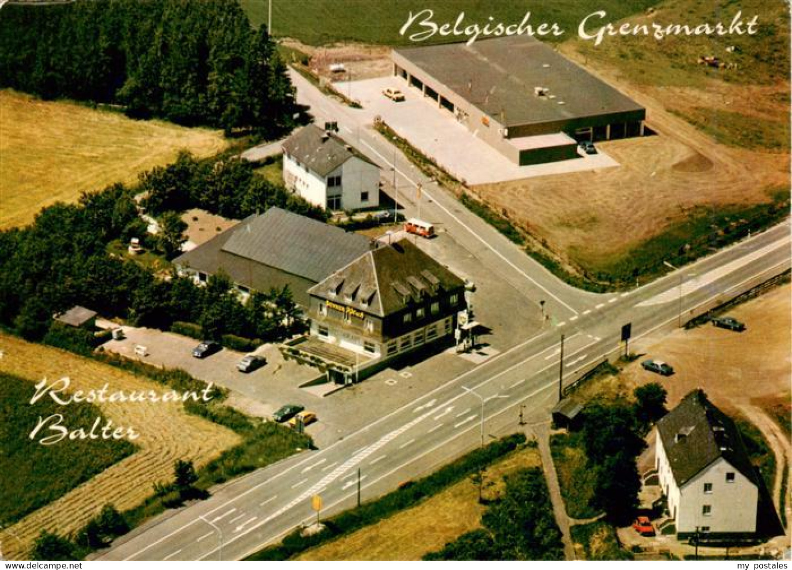 Losheim Eifel Restaurant Balter mit Belgischem Grenzmarkt Fliegeraufnahme