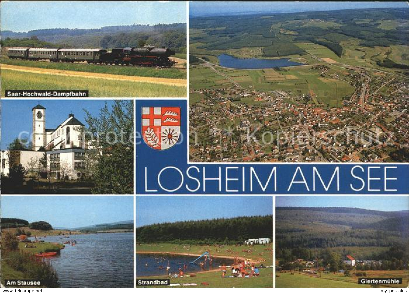 Losheim See Saar Hochwald Dampfbahn Stausee Strandbad Giertenmuehle Fliegeraufna