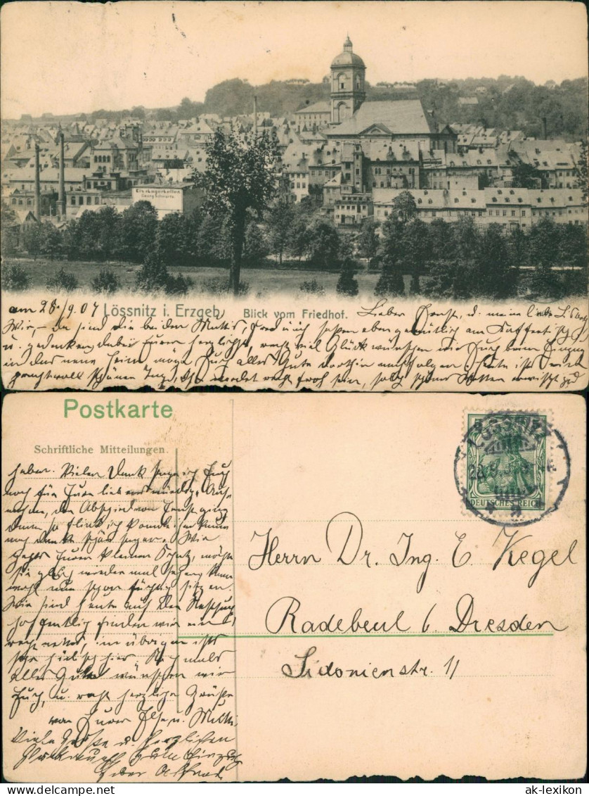 Lößnitz (Erzgebirge) Eis Lagerkeller Georg Schwarts, Stadtpartie 1913