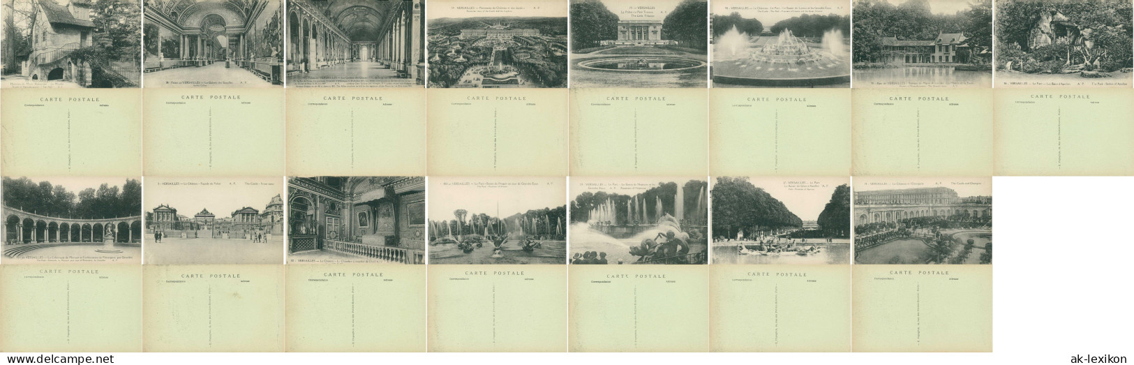 Lot 15 CPAs Versailles Schloss Garten Park Versailles 1920