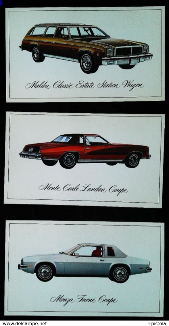 ► LOT 3 Classic Automobile CHEVROLET (Litho. U.S.A. Advertising Manufacturer / Dealer Postcard)