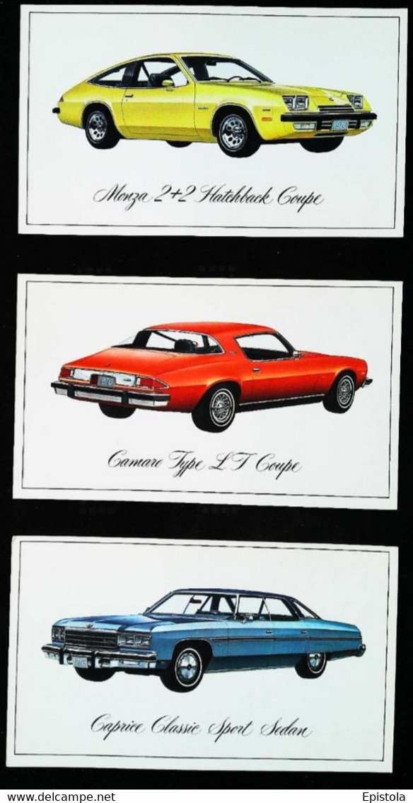 ► LOT 3 Classic Automobile CHEVROLET (Litho. U.S.A. Advertising Manufacturer / Dealer Postcard)