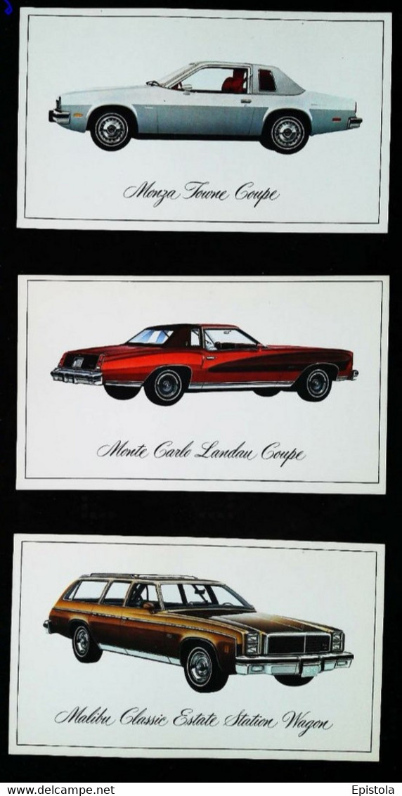 ► LOT 3 Classic Automobile CHEVROLET (Litho. U.S.A. Advertising Manufacturer / Dealer Postcard)