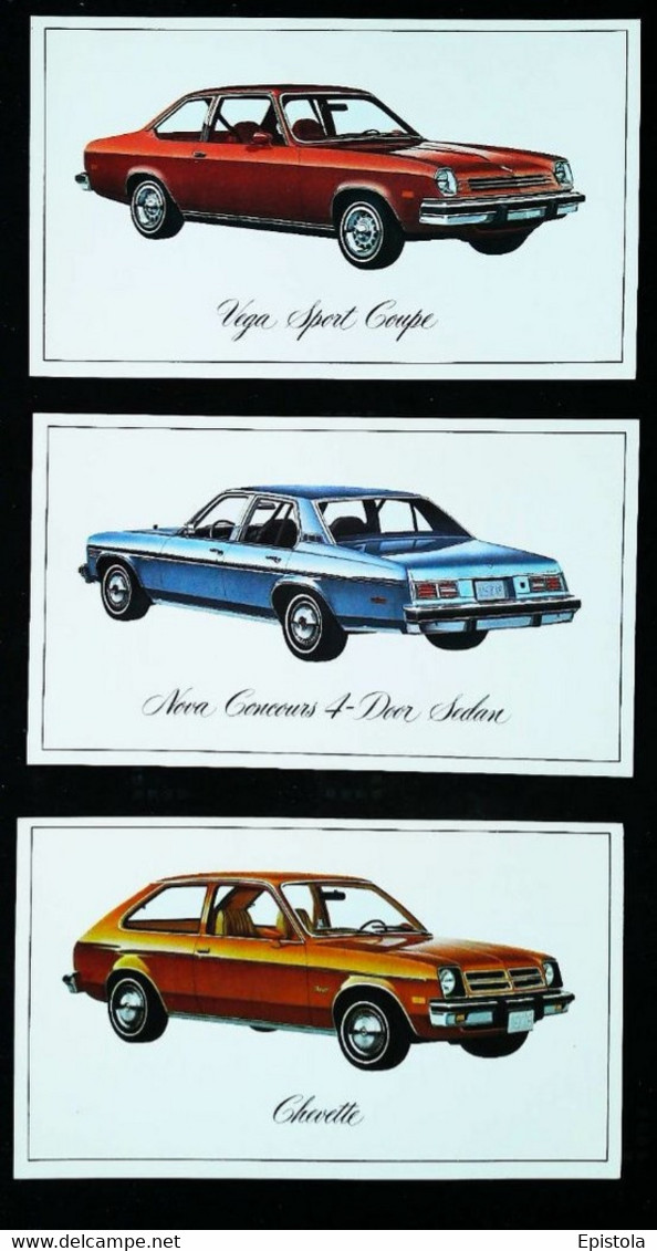 ► LOT 3 Classic Automobile CHEVROLET (Litho. U.S.A. Advertising Manufacturer / Dealer Postcard)