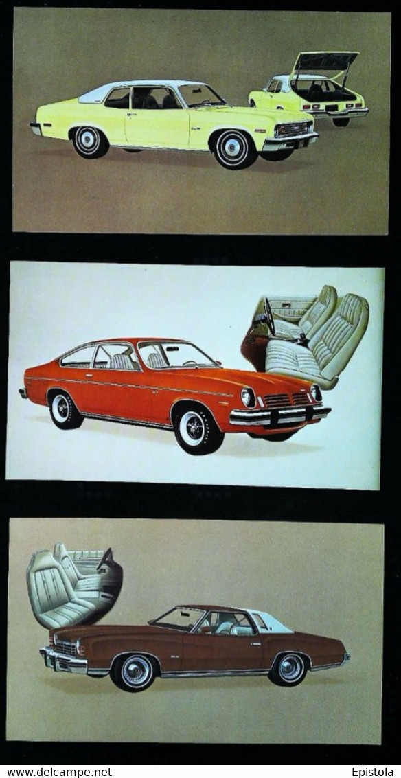 ► LOT 3 Classic Automobile CHEVROLET (Litho. U.S.A. Advertising Manufacturer / Dealer Postcard)