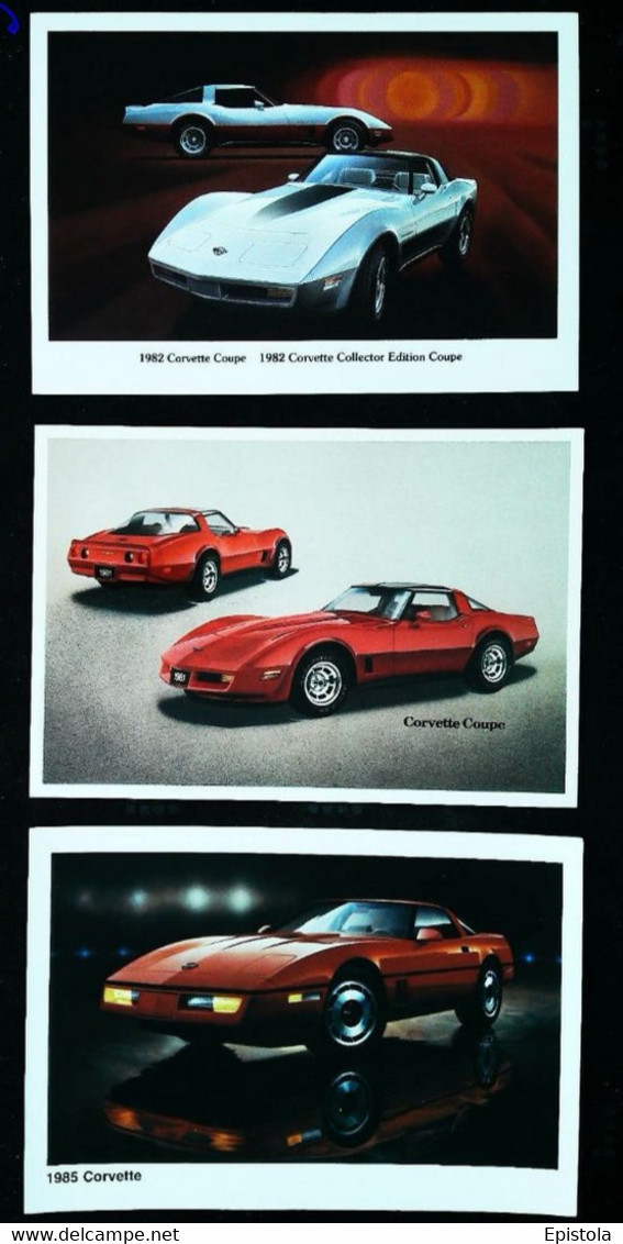 ► LOT 3 Classic Automobile CHEVROLET (Litho. U.S.A. Advertising Manufacturer / Dealer Postcard)