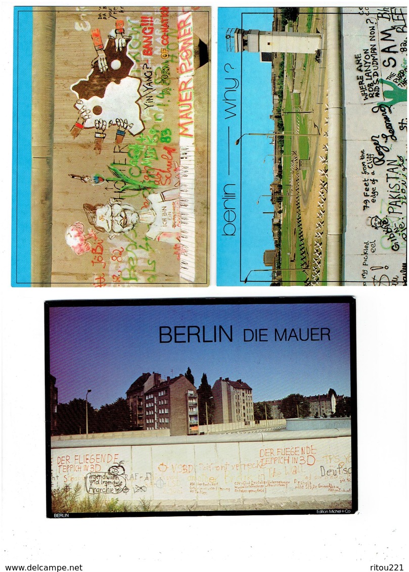 lot 3 cpm - BERLIN - Mauer - Mur de Berlin - graffiti dessin HOMME JOUE PIANO -Pakistan