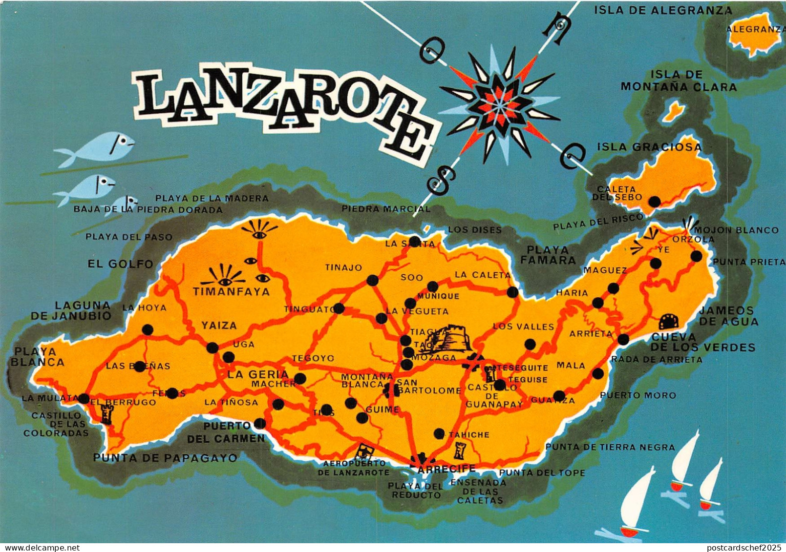 Lot 42 lanzarote spain canary island map  volcano island
